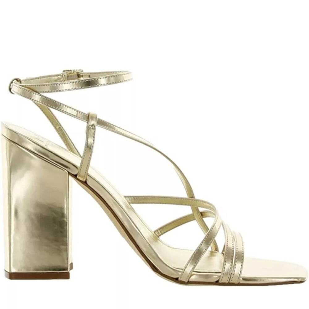 Marc Fisher Edalyn Strappy Metallic Ankle Strap Sandal Gold 10 - Picture 2 of 7